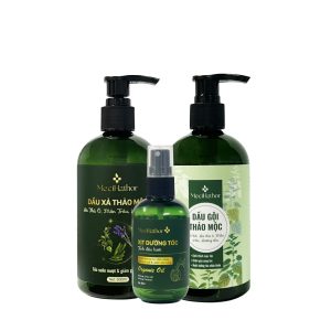 Combo Gội, Xả, Xịt MECIHATHOR Dầu Gội (Xanh), Dầu Xả Thảo Mộc 300ML , Xịt Dưỡng Tóc 80ML Kích Thích Mọc Tóc
