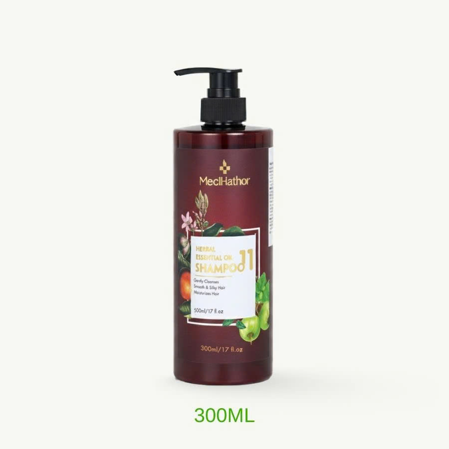 Dầu Gội Thảo Dược Tinh Dầu Suôn Mượt Tóc Giảm Gãy Rụng Và Chẻ Ngọn Herbal Essential Oil Shampoo 11 MECIHATHOR 300ML